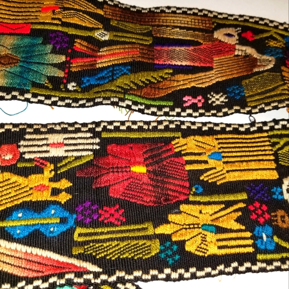 Vintage HANDSEWN Guatemala TOCOYAL table runner SASH 9 FT head wrap - Picture 7 of 7